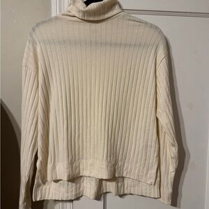 Madewell Cream Ribbed Turtleneck Pullover